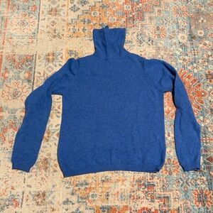 LL Bean blue wool-angora turtleneck sweater